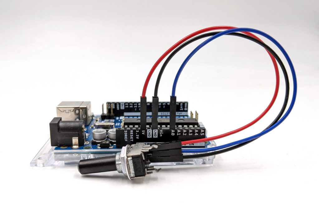 Potentiometer connected to the Arduino.
