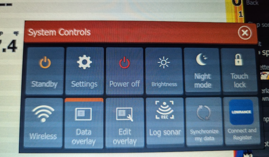 Lowrance sonar logging menu